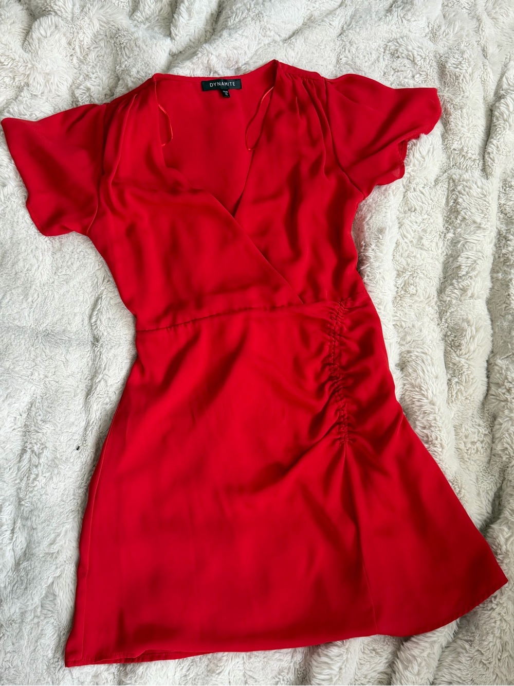 Dynamite Red Mini Dress with Side Ruching